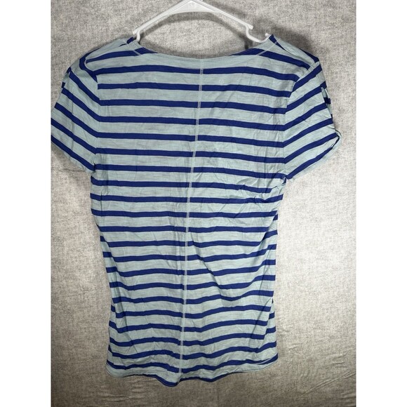 T by TALBOTS Womens Size MP Short Sleeve Pull Over Top T Shirt Blue Striped - Picture 6 of 8